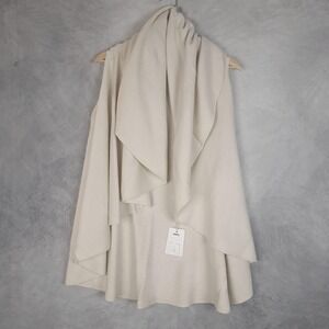 Look By M Vest Womens One Size White Hooded Open Front Knit Sweater Wrap